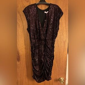 Sparkling Sequin Mini Dress in Deep Burgundy, perfect for NYE!